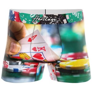 HERITAGE Boxer Homme Microfibre POKER Vert Blanc MADE IN FRANCE