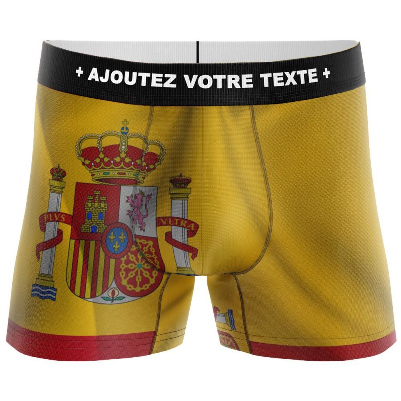 HERITAGE Boxer Homme Microfibre DRAPEAU ESPAGNE Rouge Jaune MADE IN FRANCE