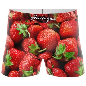 HERITAGE Boxer Homme Microfibre FRAISES Rouge MADE IN FRANCE