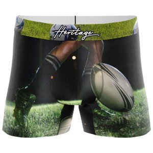 HERITAGE Boxer Homme Microfibre DROP RUGBY Vert Noir MADE IN FRANCE