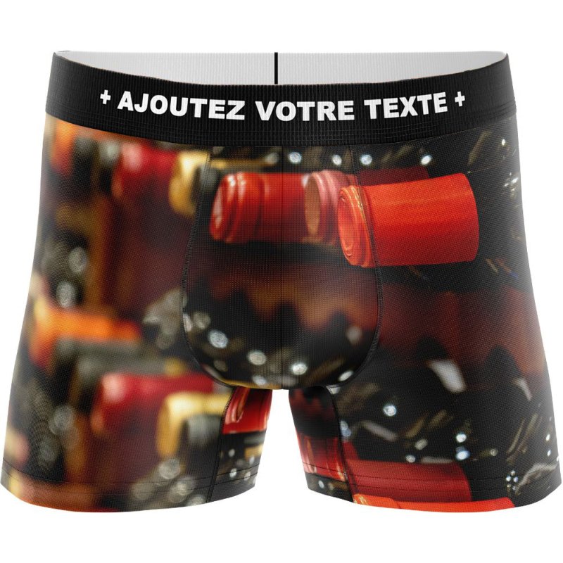 HERITAGE Boxer Homme Microfibre BOUTEILLES VIN COUCHEES Marron Rouge MADE IN FRANCE