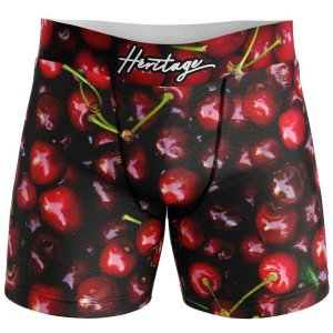 HERITAGE Boxer long Homme Microfibre CERISES Rouge MADE IN FRANCE