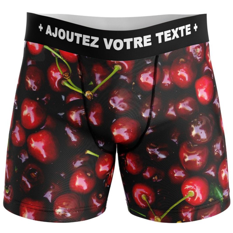 HERITAGE Boxer long Homme Microfibre CERISES Rouge MADE IN FRANCE