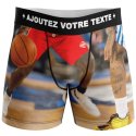 HERITAGE Boxer long Homme Microfibre DRIBBLE BASKET Rouge Beige MADE IN FRANCE