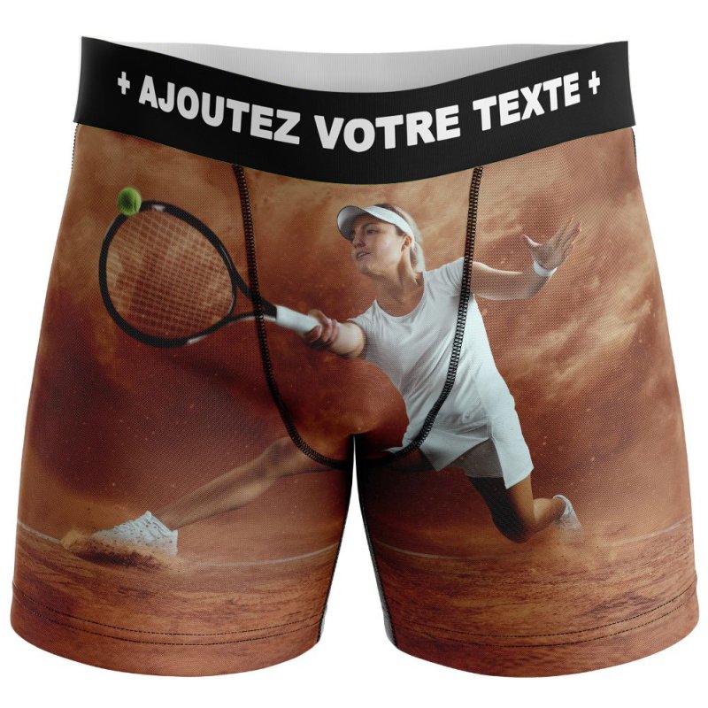 HERITAGE Boxer long Homme Microfibre JOUEUSE TENNIS Marron MADE IN FRANCE