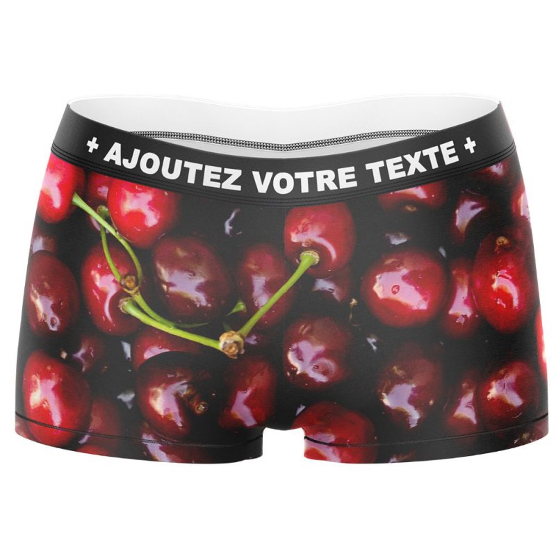 HERITAGE Women Microfiber Boxer CHERRIES Red MADE IN FRANCE