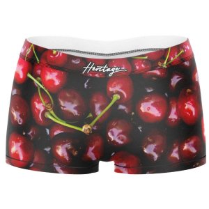 HERITAGE Women Microfiber Boxer CHERRIES Red MADE IN FRANCE