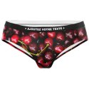 HERITAGE Women Microfiber Shorty CHERRIES Red MADE IN FRANCE