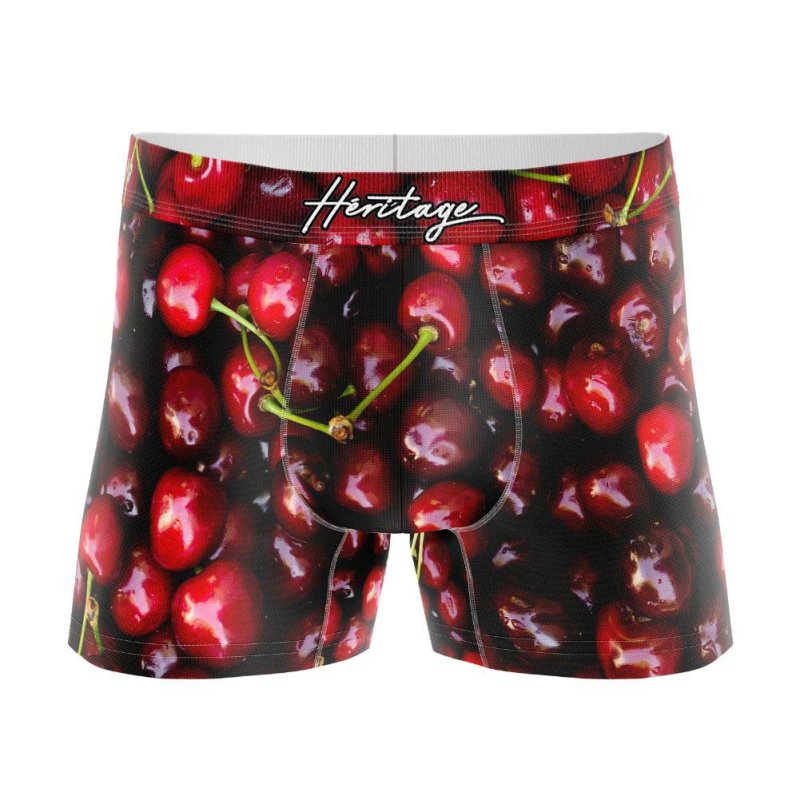 HERITAGE Boy Microfiber Boxer CHERRIES Red MADE IN FRANCE