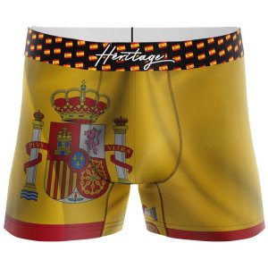 HERITAGE Boxer Homme Microfibre DRAPEAU ESPAGNE Rouge Jaune MADE IN FRANCE