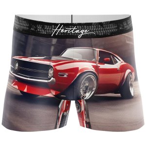 HERITAGE Boxer Homme Microfibre MUSCLECAR Rouge Gris MADE IN FRANCE