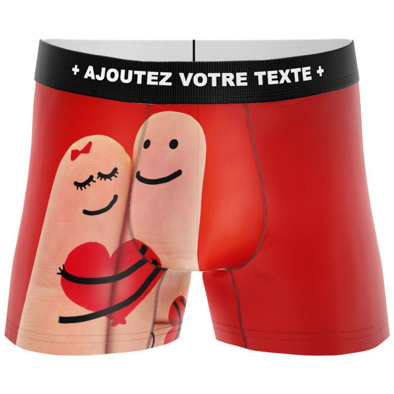 HERITAGE Men Microfiber Boxer LOVE FINGERS Red MADE IN FRANCE