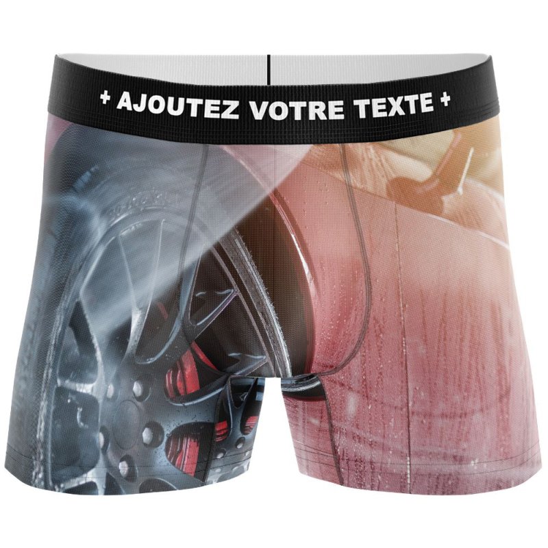 HERITAGE Boxer Homme Microfibre JANTE NOIRE Rouge MADE IN FRANCE