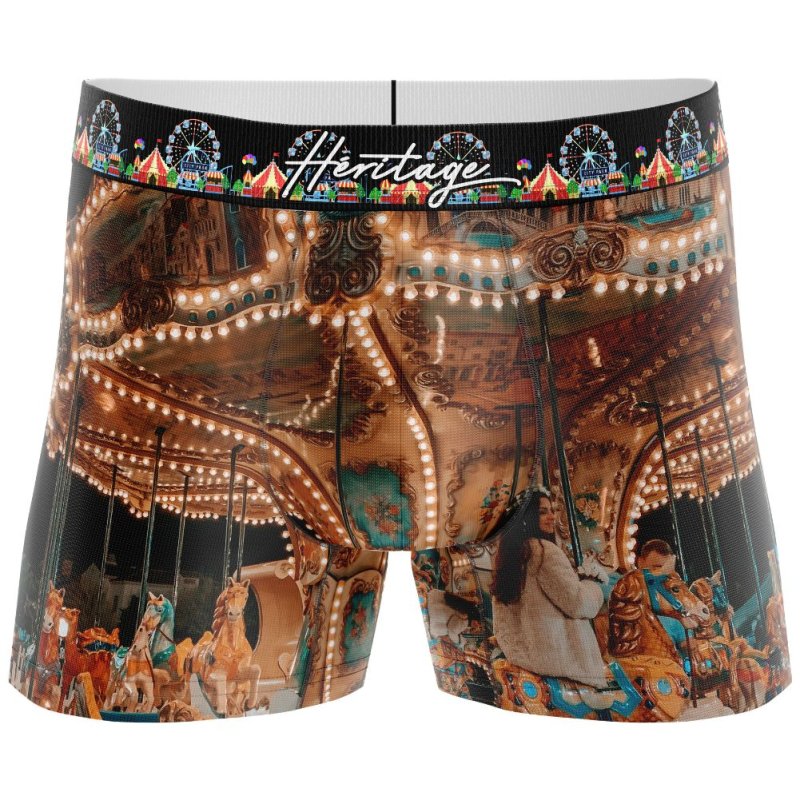 HERITAGE Boxer Homme Microfibre CARROUSSEL Multicolore MADE IN FRANCE