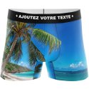 HERITAGE Boxer Homme Microfibre PLAGE CARAIBES Bleu MADE IN FRANCE