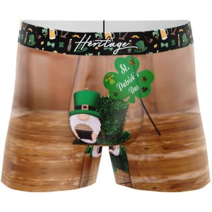 HERITAGE Boxer Homme Microfibre ST PATRICK DAY Marron Vert MADE IN FRANCE
