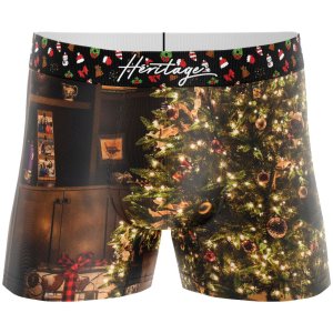 HERITAGE Boxer Homme Microfibre AMBIANCE NOEL Jaune MADE IN FRANCE