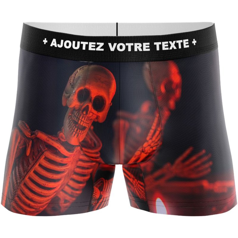 HERITAGE Boxer Homme Microfibre SQUELETTES Rouge Noir MADE IN FRANCE