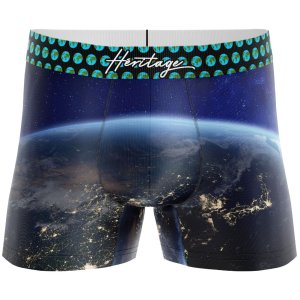HERITAGE Men Microfiber Boxer EARTH SPACE VIEW Blue MADE IN FRANCE