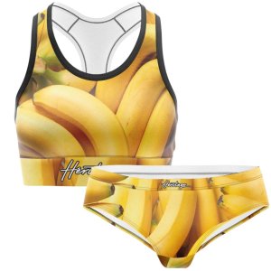 HERITAGE Women Microfiber Bra and Shorty Set BANANAS Yellow MADE IN FRANCE