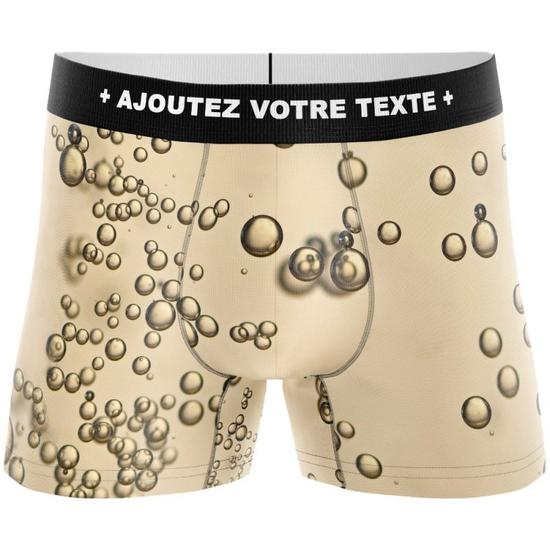 HERITAGE Boxer Homme Microfibre BULLES CHAMPAGNE Beige MADE IN FRANCE
