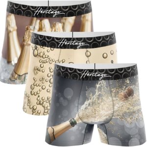 HERITAGE Pack 3 Boxers Homme Microfibre CHAMPAGNE Or Gris MADE IN FRANCE