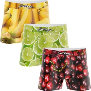 HERITAGE Pack of 3 Boy Microfiber Boxer BANANAS CHERRIES LIME GREEN MADE IN FRANCE