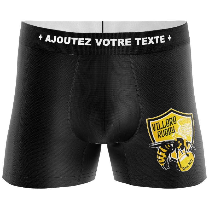 HERITAGE Boxer Homme Microfibre VILLERS RUGBY Noir MADE IN FRANCE
