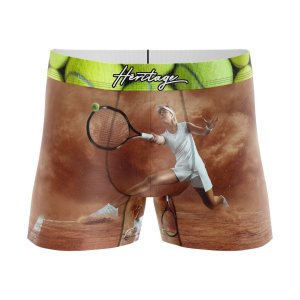 HERITAGE Boy Microfiber Boxer JOUEUSE TENNIS Brown MADE IN FRANCE