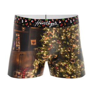 HERITAGE Boy Microfiber Boxer AMBIANCE NOEL Yellow MADE IN FRANCE