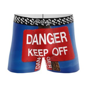 HERITAGE Boy Microfiber Boxer DANGER KEEP OUT Blue Red MADE IN FRANCE