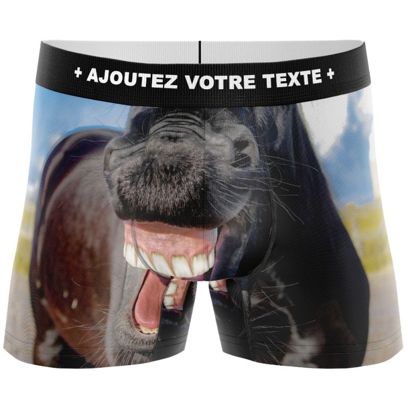 HERITAGE Boxer Homme Microfibre DENTS CHEVAL Noir MADE IN FRANCE