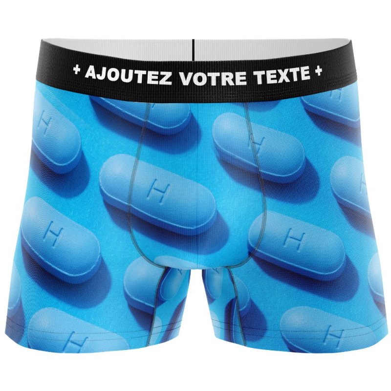 HERITAGE Boxer Homme Microfibre PILULE BLEUE Bleu MADE IN FRANCE