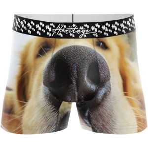 HERITAGE Boxer Homme Microfibre TRUFFE CHIEN Beige Noir MADE IN FRANCE