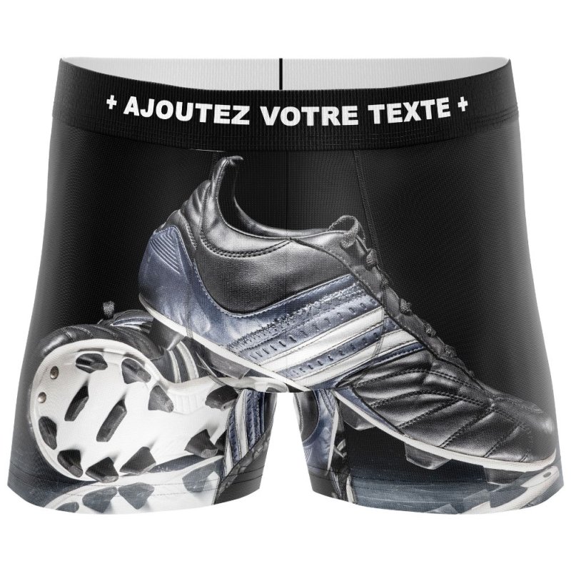 HERITAGE Boxer Homme Microfibre CRAMPONS FOOTBALL Noir MADE IN FRANCE