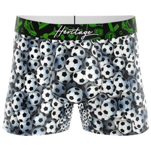HERITAGE Boxer Homme Microfibre MINI BALLONS FOOTBALL Noir Blanc MADE IN FRANCE