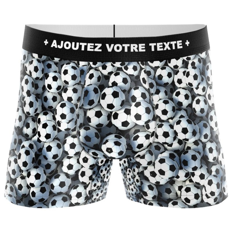 HERITAGE Boxer Homme Microfibre MINI BALLONS FOOTBALL Noir Blanc MADE IN FRANCE
