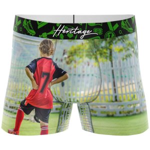 HERITAGE Boxer Homme Microfibre NUMERO 7 FOOTBALL Vert Rouge MADE IN FRANCE