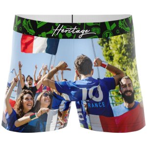 HERITAGE Boxer Homme Microfibre SUPPORTERS FRANCE FOOTBALL Bleu MADE IN FRANCE