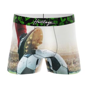 HERITAGE Boy Microfiber Boxer ENGAGEMENT FOOTBALL White Black MADE IN FRANCE