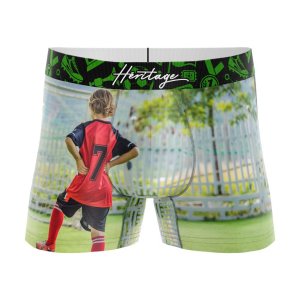HERITAGE Boy Microfiber Boxer NUMERO 7 FOOTBALL Green Red MADE IN FRANCE