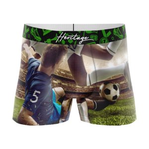 HERITAGE Boy Microfiber Boxer TACLE FOOTBALL Blue Green MADE IN FRANCE